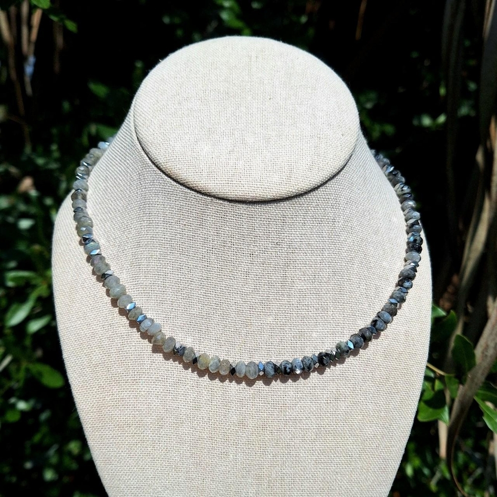 Labradorite, Latvikite, Hematite Balance Necklace ~ Handcrafted Jewelry